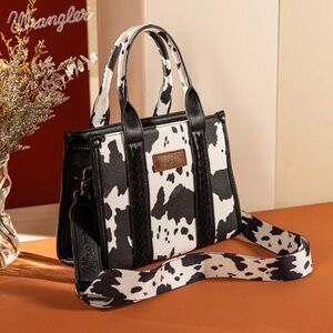 Wrangler Cow Print Tote/Purse/Handbag Western Top Handle w/Matching Wallet-NEW